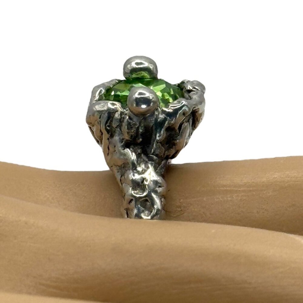 Brutalist Silver-Blend Cocktail Ring Artisan Crafted with 10mm Crystal Size  6.5 - Picture 8 of 13